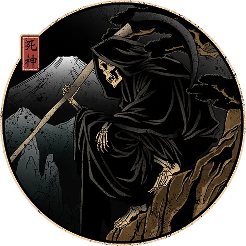 Who's next - grim reaper, death, Japan, Japanese culture, shinigami, anime, manga, dark art, illustration, spooky, gothic, mythology, occult, fantasy, symbolism