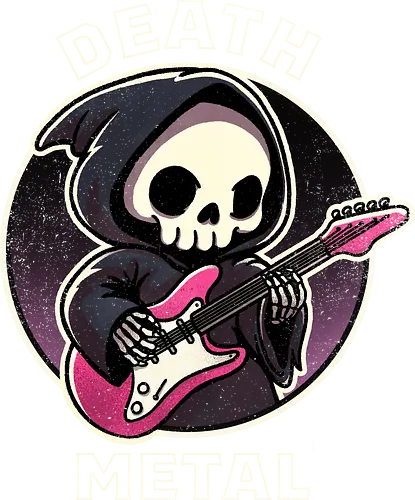 Death metal - cute, grim reaper, guitar, death metal, metal music, heavy metal, band, screaming, music genre, rock, album cover, music fan, dark, violent, concert, lyrics, headbanging