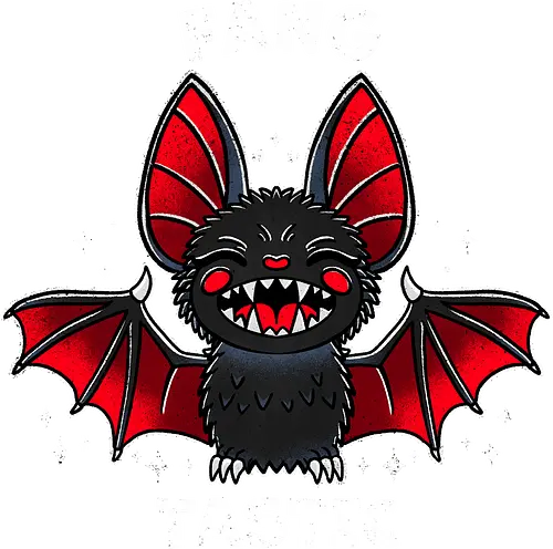 Fangtastic Bat - bat, fantasy, halloween, creature, mythical, spooky, illustration, dark, cute, fangs, whimsical, animal, gothic, night, vector