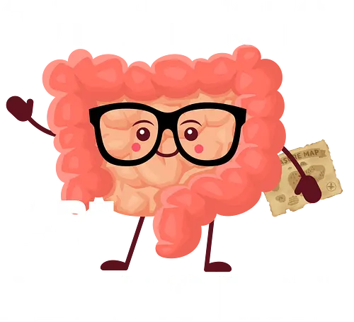 GUT INSTINCTS ARE ALWAYS RIGHT - message, quirky, health, humor, intestines, cartoon, glasses, text, instincts