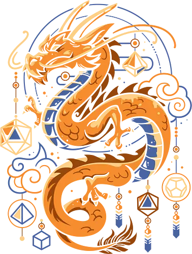 Sacred Dragon Keeper - dragon, japanese, d20, dice roll, roleplayer, Pen and Paper, gaming, fantasy, geometric, tabletop, magical, rpg gamer, dm, geek, dungeon master