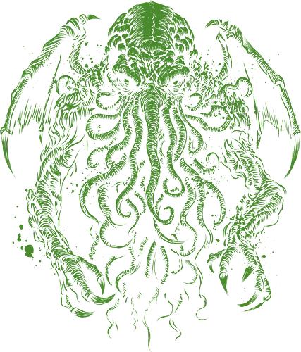 Great old one behind the shadows green - cthulhu, lovecraft, novels, octopus, green