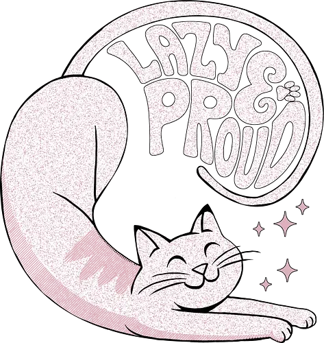 Lazy y Proud Cats - relaxed cat, cat pride, stretching cat, adorable cat art, funny cat design, chibi style cat, cute lazy cat, lazy pet art, lazy cat, kawaii cat, cute cat stretching, chibi cat, sleepy cat