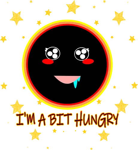 Kawaii Hungry Black Hole (Kawaii hungriges Schwarzes Loch) - Kawaii, Schwarzes Loch, süß, hungrig, Weltraum, Universum, lustig, Cartoon, Science-Fiction, Nerd, Geek, Astronomie, Kosmos, Galaxie, Sterne, Planeten, Humor, Gravitationskraft, putzig, Appetit, foodie