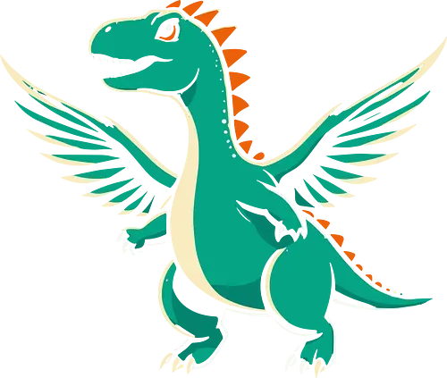  dinosaur with wings - background, creature, dinosaur, wings, whimsical, green, fantasy, spikes, prehistoric, orange