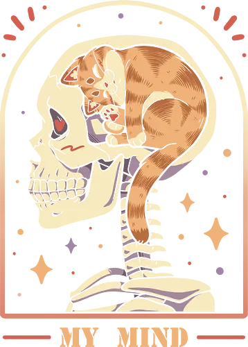 My mind - Cat lover, cat love, cat mom, kitten, kitty, cats, skull design, skeleton, xray skeleton, cutness, cat lady, catperson, midful, pet parent, inside cat