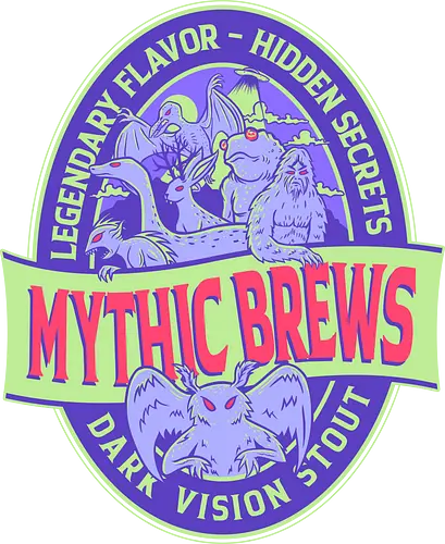 Mythic Brews - Dark Stout Vision for Beer lovers - beer, alcohol, bigfoot, creature, cryptid, cryptozoology, drinking, funny, halloween, horror, paranormal, party, sasquatch, ufo, urban legend