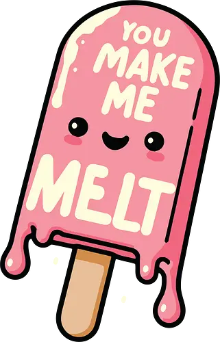 You Make Me Melt - popsicle, cute, cartoon, pink, smiling, phrase, playful, endearing, dessert, melting