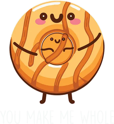 You make me whole - donut, cute, illustration, cartoon, hug, phrase, food, playful