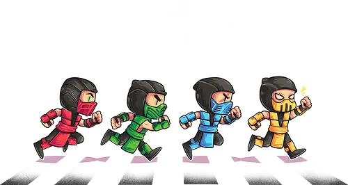 The Ninjas - scorpion, subzero, ninja, ninjas, mk, Kombat, kombat, abbey road, parody, games, reptille, ermac, liu kang