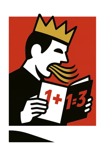 Die Wahrheit des Königs - Tags: Satire, Politik, König, Krone, Machtkritik, Desinformation, Fake News, Propaganda, Ironie, Bildung, Manipulation, Gesellschaftskritik, Grafikdesign, Illustration, Klartext, Popkultur, Schwarz-Weiß, plakativ, Minimalismus, Meinungsfreiheit, Zensur, Symbolbild, Fehlwahrheit, Rechenfehler, Wahrheit