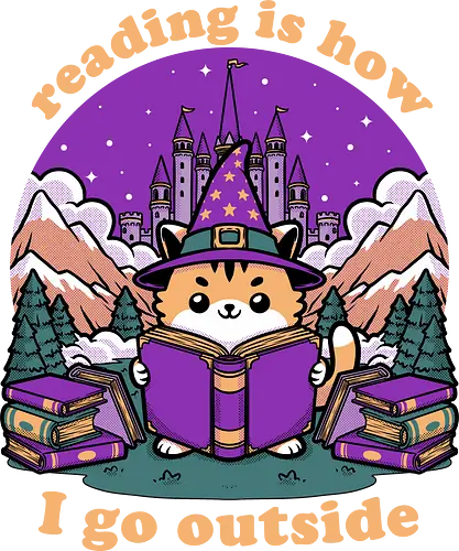 Magical Journey Cat - Geek, Inside, Castle, Read, Reading, Cat, Pet, Magic, Magical, Book, Books, Bookworm, Book Club, library, Fantasy, Adventure, Nerd
