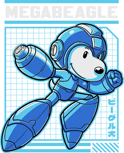 Mega Beagle Videogame - funny, comic, mega, dog, video game, cartoon, dog, pet, beagle, robot, android, cyborg, classic, retro vintage, adventure, fantasy, cute, fun