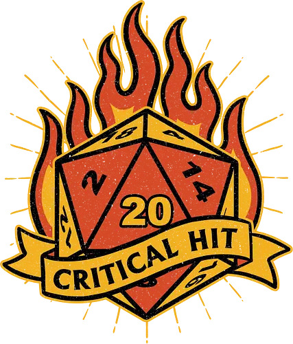 RPG Fire Dice Tattoo  - Retro Vintage, Fantasy, Adventure, Rpg, Role-play, Role-playing, game, D20, Dungeon Master, Dungeon, Magic, Magical, Critical Hit, Fire, Fireball, Tattoo, Traditional Tattoo, Vintage, Retro