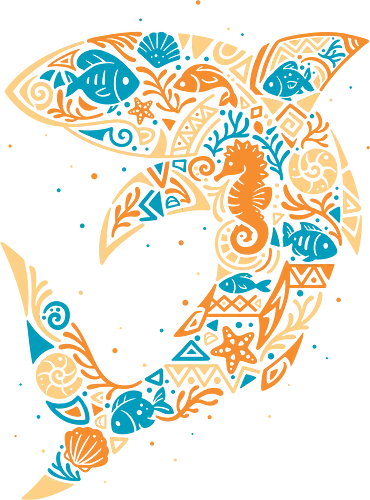Tropical Shark Mosaic - shark, beach vibes, fish, marine life, ocean lover, aquatic, shell, summer, tribal, tropical, wildlife, polynesian, hawaii Tropical Shark Mosaic - shark, beach vibes, fish, marine life, ocean lover, aquatic, shell, summer, tribal, tropical, wildlife, polynesian, hawaii