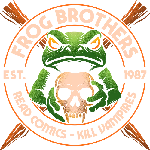 Frog Brothers - Read Comics Kill Vampires  - 80s movies, 80s, bats, comedy, cult classic, fanart, frog, geek, halloween, horror, nostalgia, retro, santa carla, vampire, vampire hunter