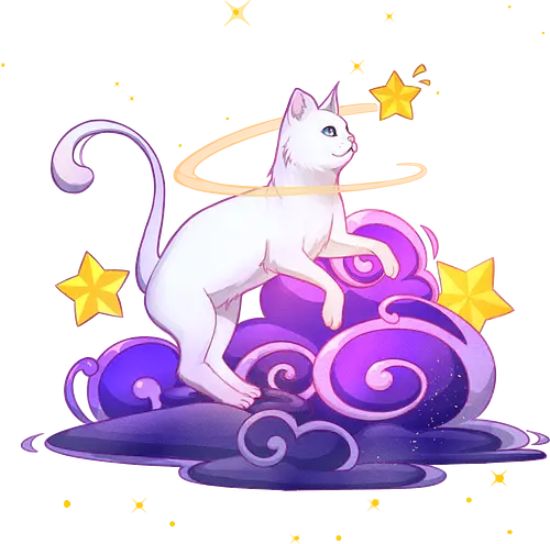 Katze auf Wolken 1 - katze, sterne, magisch, wolken
