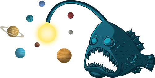 Space Trap - space, angler, astronomy, cosmos, earth, fish, galaxy, jupiter, mars, planet, sci fi, science, stars, sun, tp loves, universe
