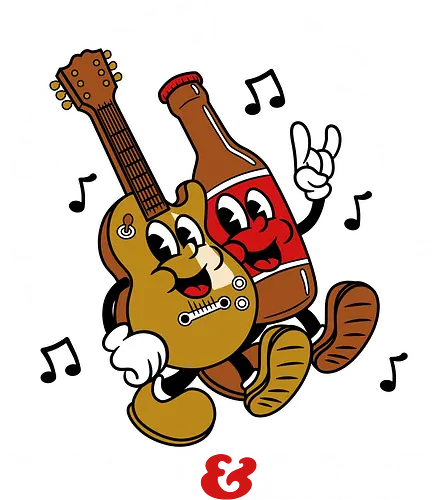 Easily Distracted By Rock & Beer - beer, alcohol, band, cartoon, drink, drinking, drunk, friendship, fun, funny, metal, music, musician, party, rock