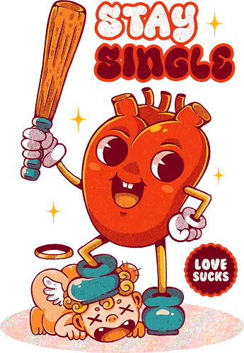 STAY SINGLE - vintage, cupid, valentine, love, heart, single, joke, retro STAY SINGLE - vintage, cupid, valentine, love, heart, single, joke, retro