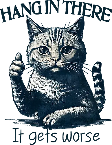 Hang in There - hang in there, it gets worse, worse, cat, cats, humor, funny, retro, sarcastic, sarcasm, meme Hang in There - hang in there, it gets worse, worse, cat, cats, humor, funny, retro, sarcastic, sarcasm, meme