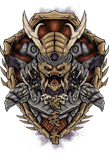 ronnin predator  - horror, halloween, cool, cute, fun, satan, parody, demon, devil, samurai, japanese, nightmare