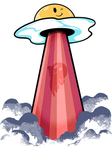 breakfast invader  - breakfast, egg, bacoon, bread, food, love, cartoon, funny, cute, ufo, alien, meat, fantasy