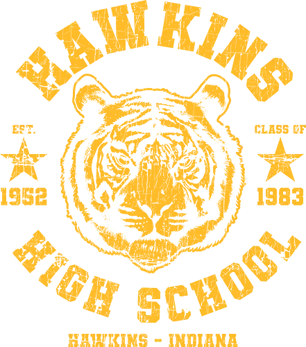 Hawkins High School - Strange, 80s, demogorgon, eleven, hawkins, high school, horror, middle school, TV, sci fi, sports, tiger, upside down, sports tv, tv shows