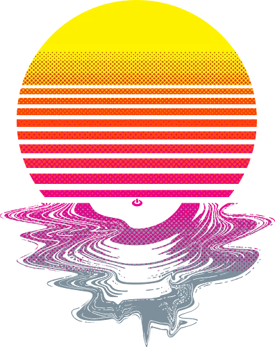 Vinyl Sunset - melting, hot, retrowave, record, vinyl, lp, summer, retro, vintage, melt, sun, sunset, 1980s, 80s