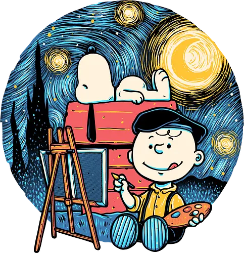 Painting the Night - Cute, cartoons, comics, beagle, character, painting Painting the Night - Cute, cartoons, comics, beagle, character, painting