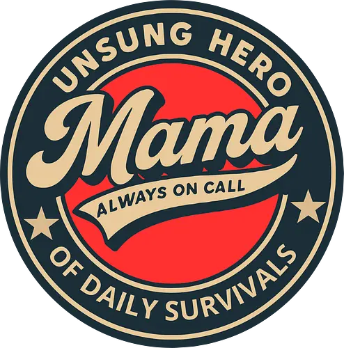 Mama, Always On Call - motherhood, appreciation, vintage, design, badge, typography, hero, unsung, gratitude, daily life
