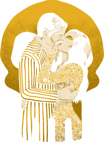 Goth Love Couple - Spooky, Creepy, Wednesday, painting, kiss, the kiss, gustav klimt, love, lovers, couple, Family, Halloween, Gothic, Goth, Gothic Horror, Gothic Romance, Horror, Classic Horror, Horror Comedy, Dark Fantasy, Fantasy