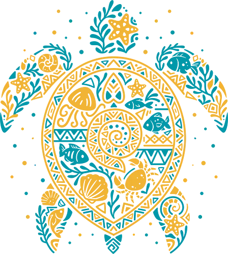 Sea Turtle Mosaic - sea turtle, beach vibes, fish, marine life, ocean lover, aquatic, shell, summer, tribal, tropical, wildlife, holidays, polynesian, hawaii