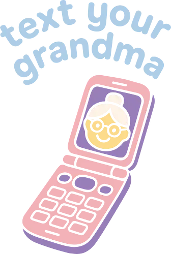 cute cartoon flip phone - phone, grandma, text, communication, flip phone, cartoon, technology, whimsical, reminder, message