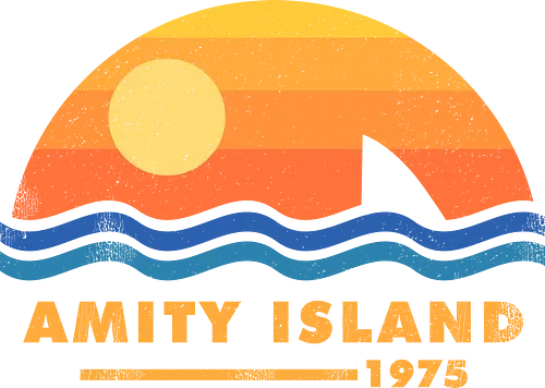 Amity Island 1975 - jaws, 1975, amity island, beach, captain quint, classic, horror, movies, retro, shark, cult film, great white shark, shark week, summer, vintage