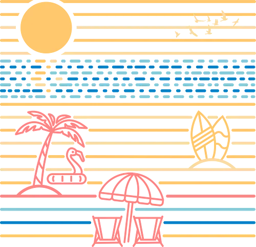 Summer Sands - Geometric, beach, parasol, relaxing, reflection, oceans, summer, heat, holiday, vacation, surf, sand, minimal, minimalist, flamingo, hot, surfing Summer Sands - Geometric, beach, parasol, relaxing, reflection, oceans, summer, heat, holiday, vacation, surf, sand, minimal, minimalist, flamingo, hot, surfing