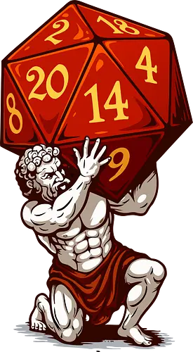 D20 Atlas - not holding the world, but a massive, glowing red D20. A bold fusion of ancient mythology and tabletop RPG culture, it's perfect for RPG fans, fantasy lovers, vivid colors, Carry the weight of fate—with style! This epic design features Atlas, the legendary titan, and dice enthusiasts alike. Each face of the die symbolizes the unpredictability of fate, while Atlas represents the strength it takes to bear it. Striking artwork, and a clever twist on classic lore—this design is a critical hit for any adventurer at heart. aesthetic, atlas, cool, critical hit, d20, dices, dragon, dungeon, funny tee, gaming, geek, greek statue, illustration, retro tee, roleplay, rpg, rpg dices, vintage, lm2kone, auto_awesome Essayez avec : aesthetic, atlas, cool, critical hit, d20, dices, dragon, dungeon, funny tee, gaming, geek, greek statue, illustration, retro tee, roleplay, rpg, rpg dices, vintage, lm2 kone, 174 / 5 000 Ästhetik, Atlas, Cool, Kritischer Treffer, d20, Würfel, Drache, Dungeon, Lustiges T-Shirt, Gaming, Geek, Griechische Statue, Illustration, Retro-T-Shirt, Rollenspiel, RPG, RPG-Würfel, Vintage, lm2kone