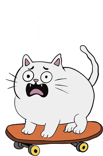 Skateboard Cat Needs Help - funny cat, skateboard, send help, distressed cat, cat humor, pet cartoon, comical, quirky design