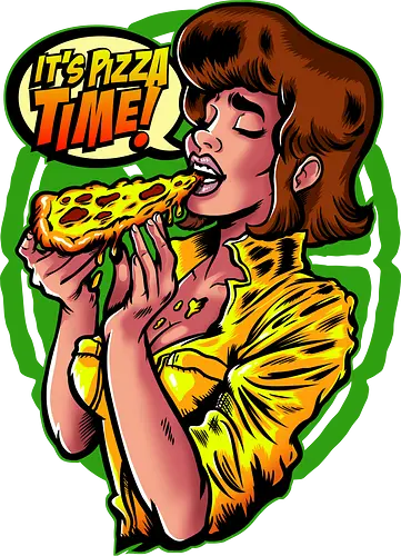 Pizza time pinup - pizza, retro, turtle