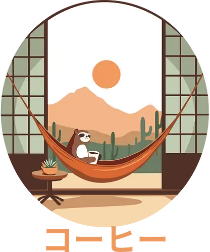 Relaxing Sloth in Desert Sunset - cozy, chill, slow living, nature, cute animal, sloth, relaxation, hammock, desert, sunset