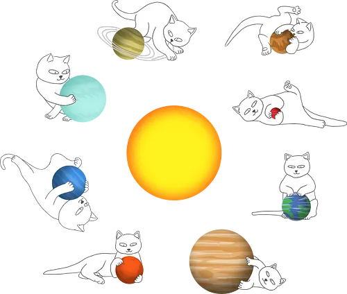 Chaos In The Solar System - cute cats, cute kittens, stars, kittens, planets, cat, animal, cats, catshirt, funny cats, kitten, kitty, kitty cats, pet, space