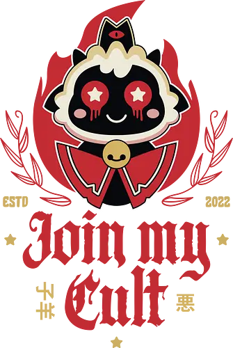 Join My Cult Emblem - aesthetic, cute, kawaii, cool, funny, chibi, sweet, japan, japanese, game, video game, gaming, geek, nerd, otaku, anime, animal, Lamb, the lamb, lamb