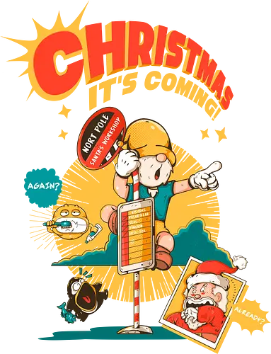 Weihnachten – Es kommt - bissige Weihnachten, Anti-Jubel, Weihnachten, düstere Feiertage, schwarzer Humor, Elf in Alarmbereitschaft, festlicher Zusammenbruch, lustige Weihnachten, Feiertags-Burnout, Weihnachtsmann-Panik