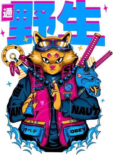 Samurai-Cyberpunk-Katze - ästhetische Katze, Anime-Samurai-Katze, Cyberpunk-Katze, dunkles Kawaii, Kawaii-Krieger, Neon City Blues, urbaner Samurai, Katze, Cyber Neko, Yokai-Maske Samurai-Cyberpunk-Katze - ästhetische Katze, Anime-Samurai-Katze, Cyberpunk-Katze, dunkles Kawaii, Kawaii-Krieger, Neon City Blues, urbaner Samurai, Katze, Cyber Neko, Yokai-Maske