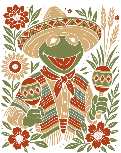 Arriba - mexican celebration, cinco de mayo, frog art, pod design, threadless art, redbubble design, teepublic art, flower frame, smiling frog, folkloric art, latin vibes, cartoon frog, joyful design, colorful poster, mexican frog, fiesta frog, sombrero frog, maracas art, cultural design, folk style, vibrant illustration, frog in costume, latino art, funny frog, colorful art, festive animals, traditional attire, fiesta design, kermit inspired, cute frog