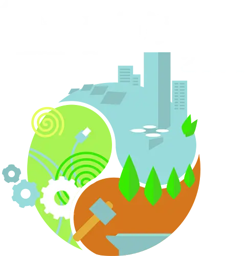 Solarpunk 2050 Logo quadratisch, für dunklen Hintergrund - Solarpunk, TTRPG, Rollenspiel, Utopie