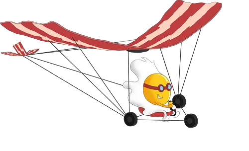 Ultralight - breakfast, airplane, bacon, bacon lover, clouds, cooking, delicious, egg, food, funny bacon, humor, bacon and egg, pork, tasty, yummy