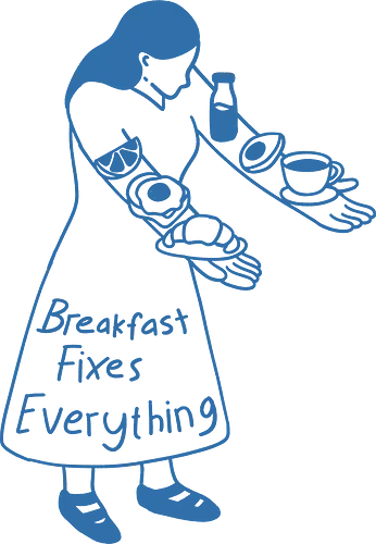 Breakfast Fixes Everything  - breakfast, coffee, milk, morning energy, eat, avocado, minimalist, relatable, good morning