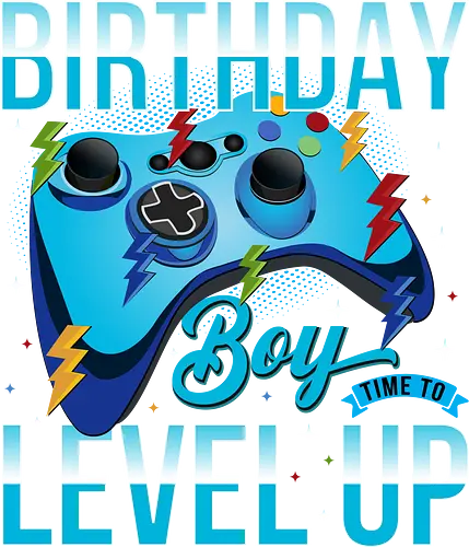 Birthday Boy, Time to Level Up - birthday, gaming, controller, celebration, level up, boy, lightning, colorful, playful