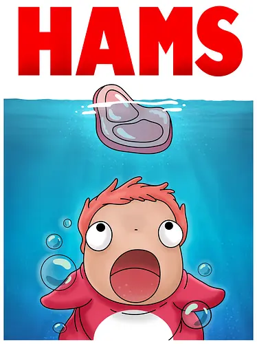 hams - anime, ponyo, manga, ham, retro, anime, cute, shark